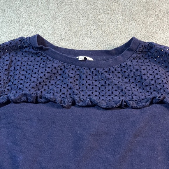 Crown & Ivy Womens Blouse Top Navy Eyelet Grandma Cottagecore Barn Coquette XL - Picture 3 of 11